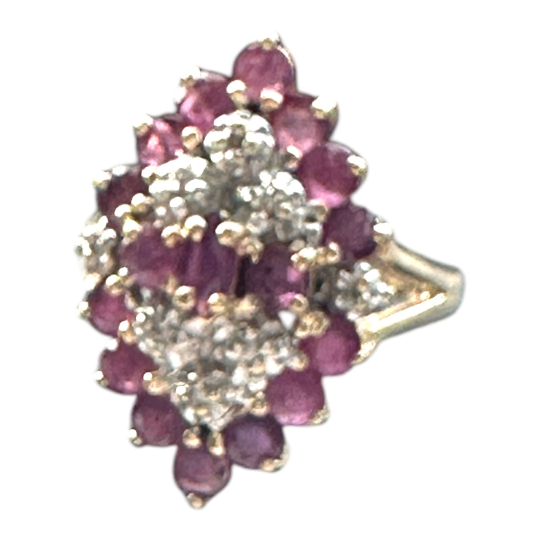 14 karat yellow gold, .50 carat ruby cluster ring