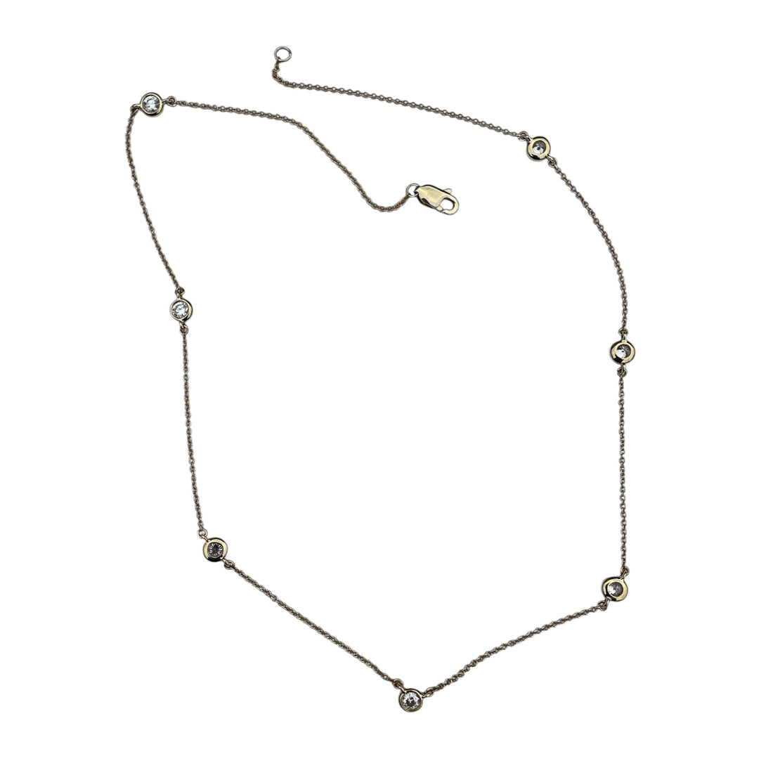 Modern 18 karat Yellow Bezel-Set 7-Diamond Station Necklace 1.40 Ct VS F/G