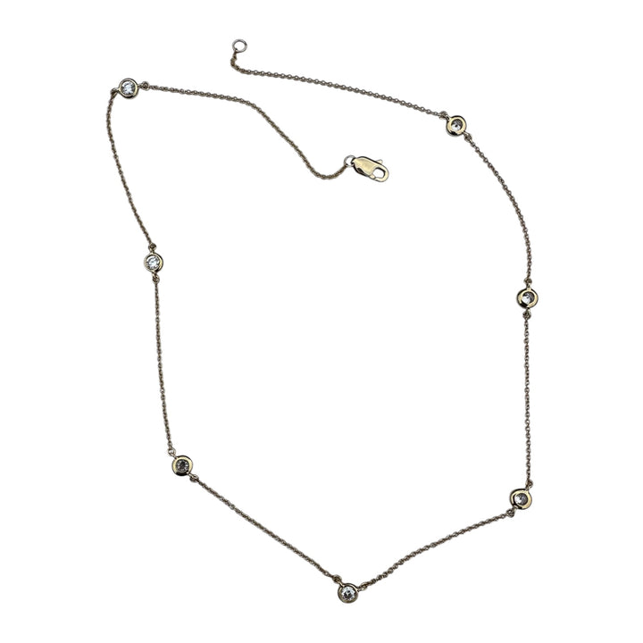 Modern 18 karat Yellow Bezel-Set 7-Diamond Station Necklace 1.40 Ct VS F/G