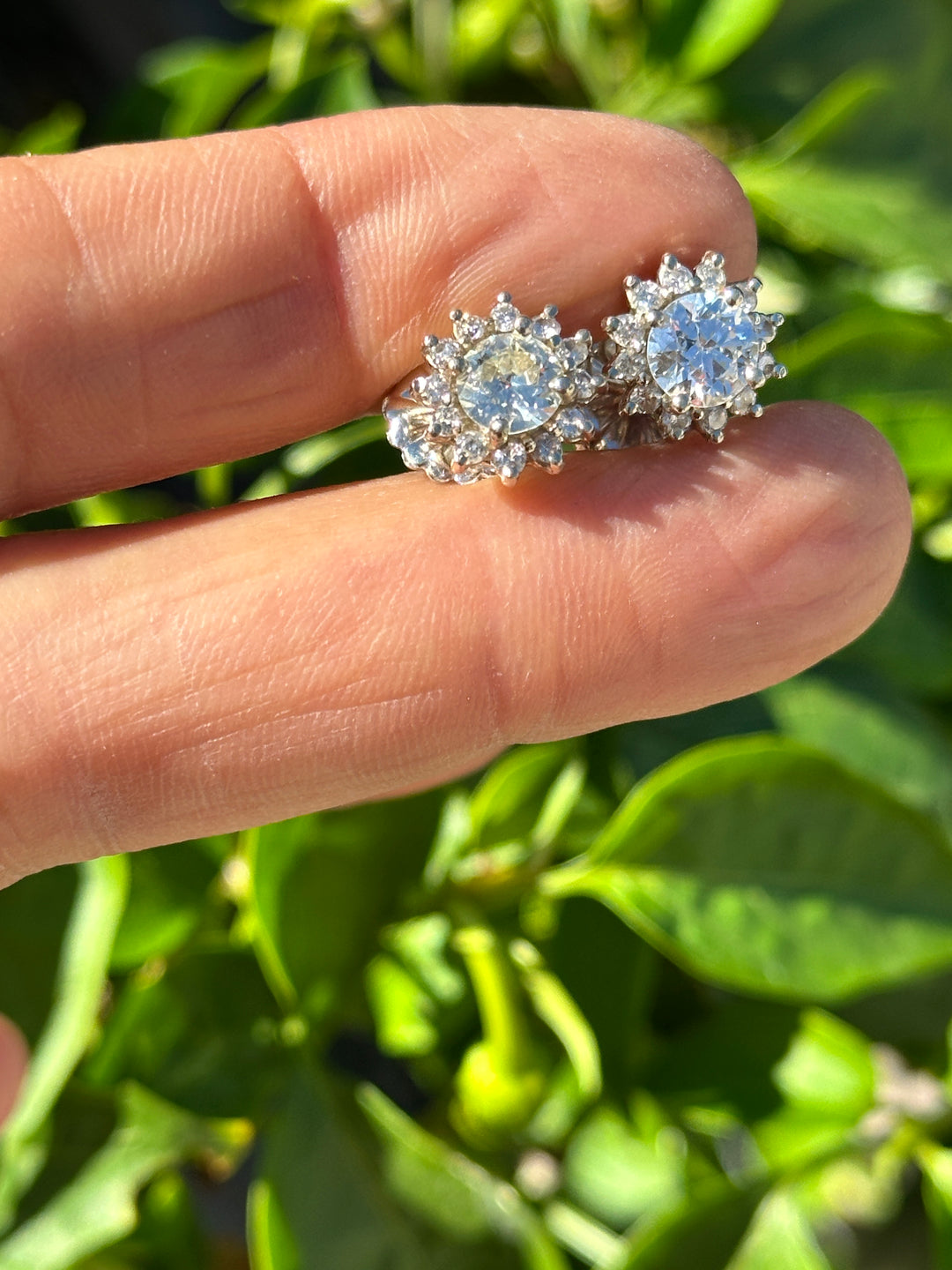 14 karat halo, 2.50 carat diamond stud earrings