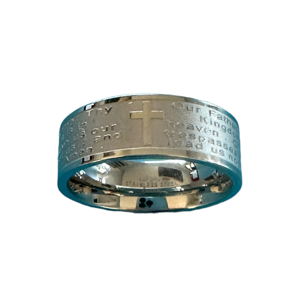 The Our Father Prayer Ring, 8mm Stainless Steel ￼