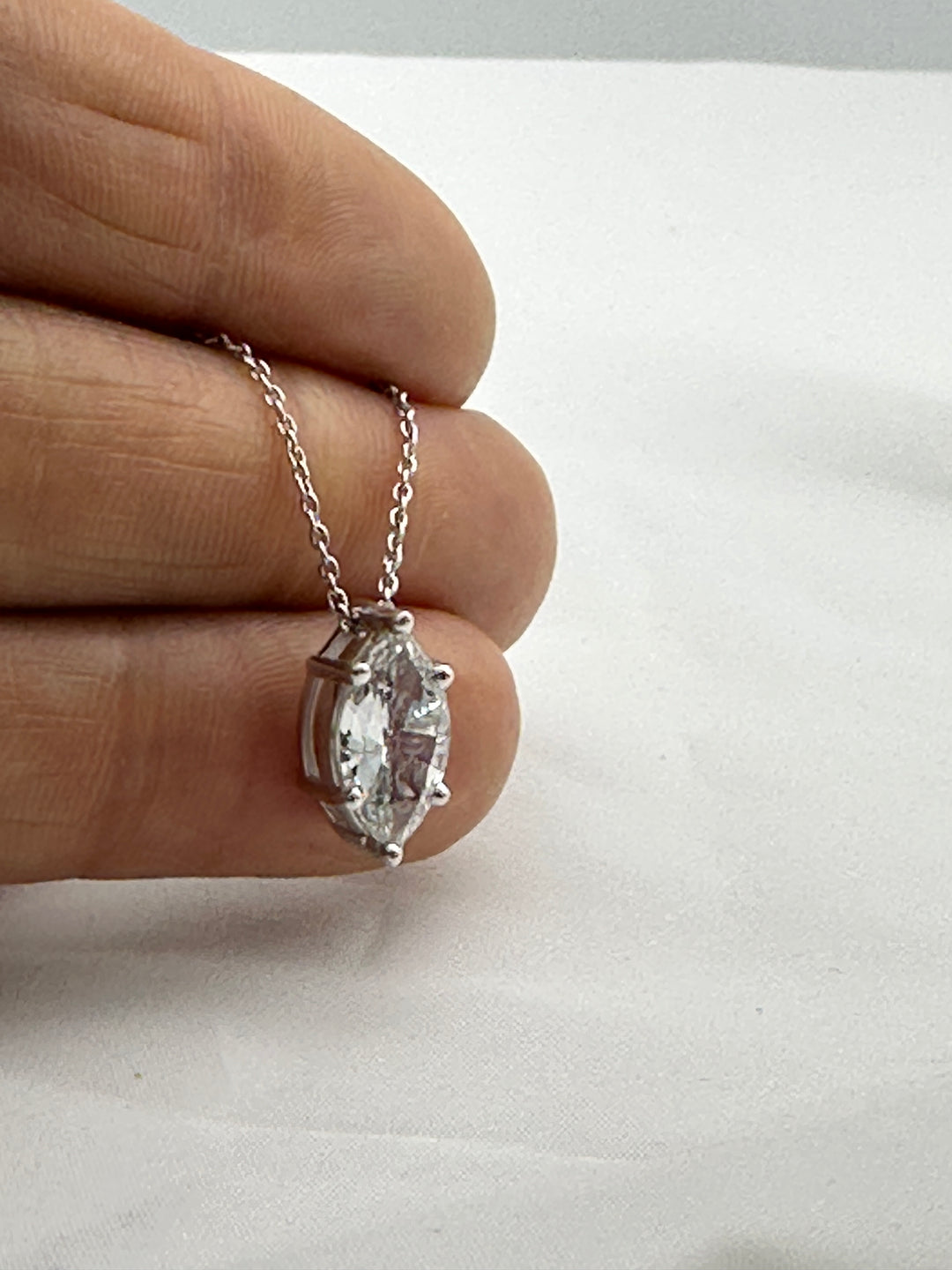 1.70 Carat Marquise Cut Natural Diamond Solitaire Pendant In 14K White Gold