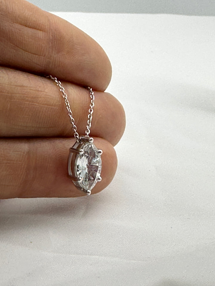 1.70 Carat Marquise Cut Natural Diamond Solitaire Pendant In 14K White Gold