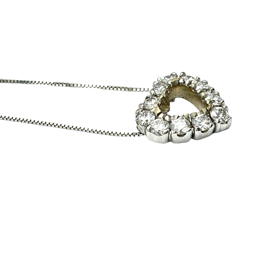 1.75 Carat 18K white gold Diamond Heart Pendant & Chain VS-F/G