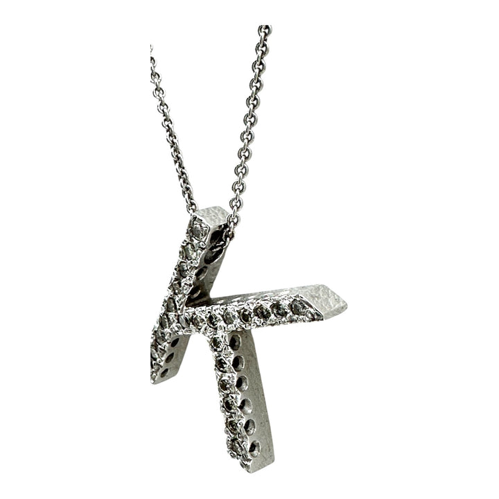 14Kt Initial “K”, 1.00ct Diamonds and Chain Pendant