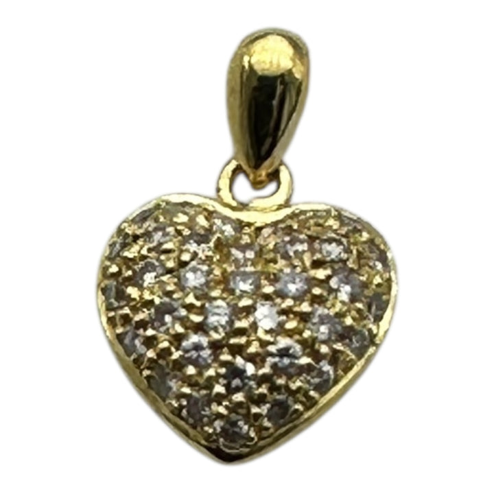 18 karat Diamond Heart, Puff-Style Pendant 1" Length