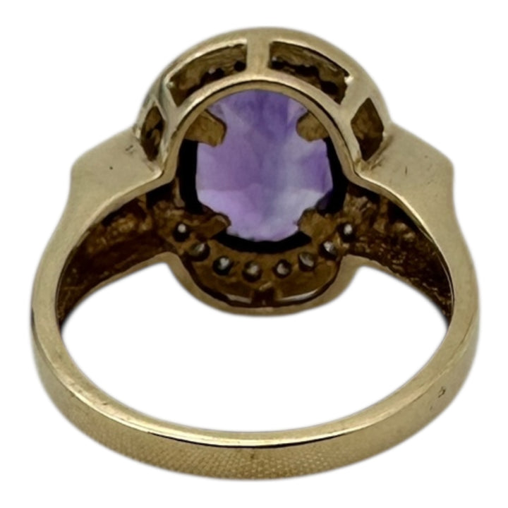 14 karat art deco style Amethyst halo Ring