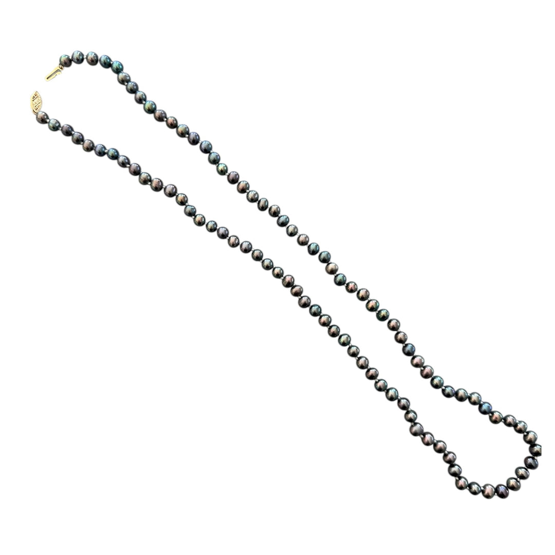 14kt 5.5mm Tahitian Cultured Pearls Blue/Purple 22” Strand Necklace