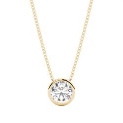 Brilliant .98 Carat Round Natural Diamond Pendant 14Kt Bezel Set SI1-H