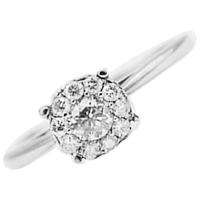 14k Invisible Diamond Solitaire Ring .57 Carat White Gold