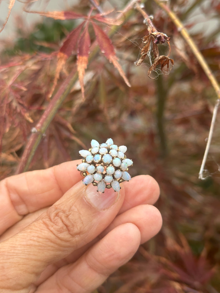 18 karat rose gold fire, opal cluster ring 24 mm