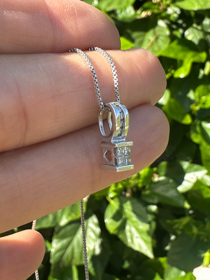 14Kt Princess Diamond Pendant .60 Ct