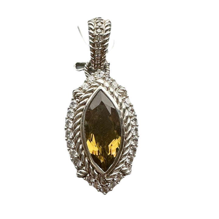 Sterling silver, smoky topaz, marquis shaped enhancer, pendant