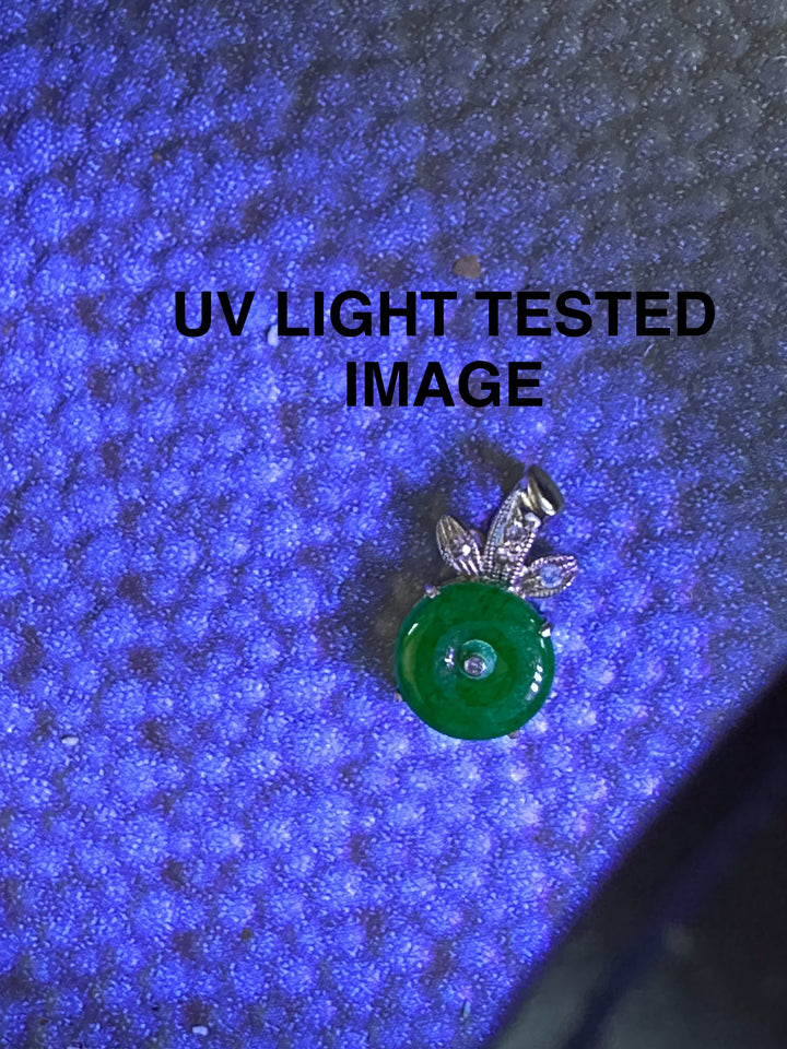 18kt Deep Green Jadeite Disc and Diamond Bow-tie Pendant Drop