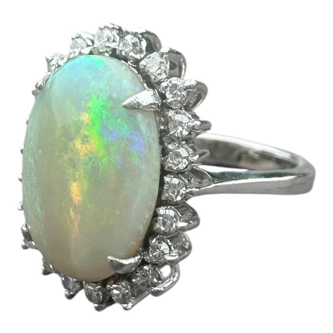 Fine 5.00 carat Austrian Opal And Diamond Ring.