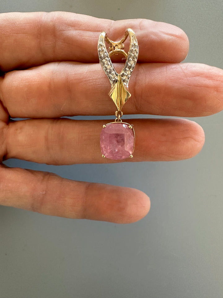 10.16ct Pink Sapphire, Cushion Pendant, Enhancer Untreated