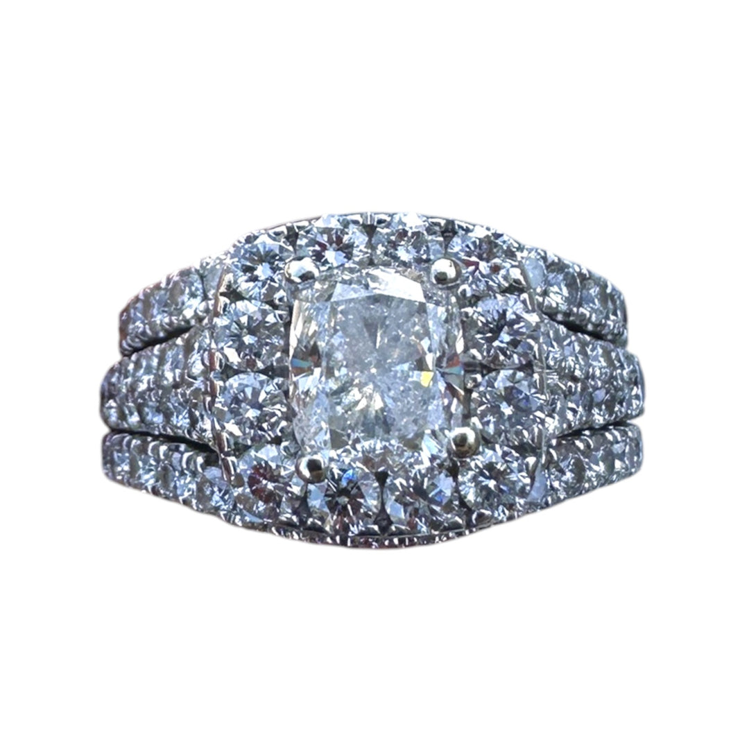 Neil Lane, 2/1/6 carat t.w. 3-Band Cushion Cut Engagement Ring