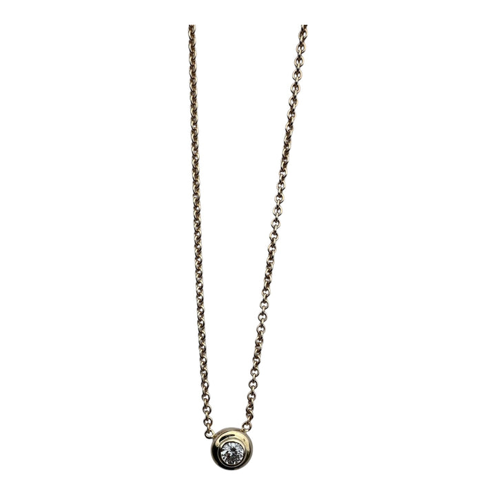 18Kt Yellow gold 1.00ct Round Brilliant Diamond Solitaire Bezel Pendant Necklace
