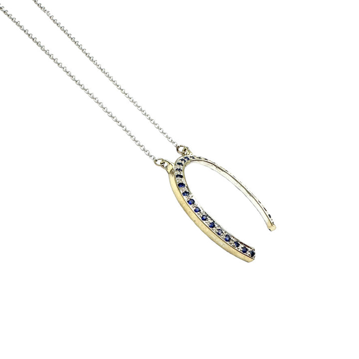 .60 ct Sapphire Good-Luck Horseshoe 14 Karat White Gold Necklace