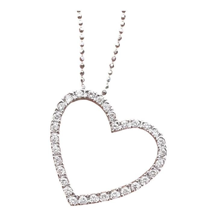14kt Heart White Gold .50ct Diamond Pendant and Chain