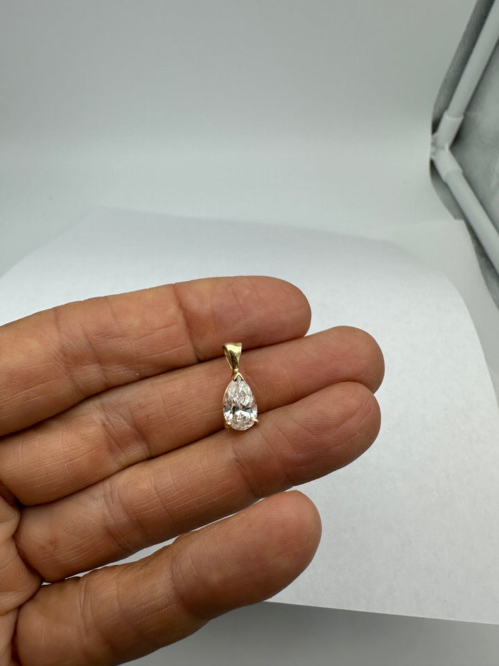 Certified 1.83 Carat Pear Shaped Diamond Solitaire Pendant SI1, E color 14 karat