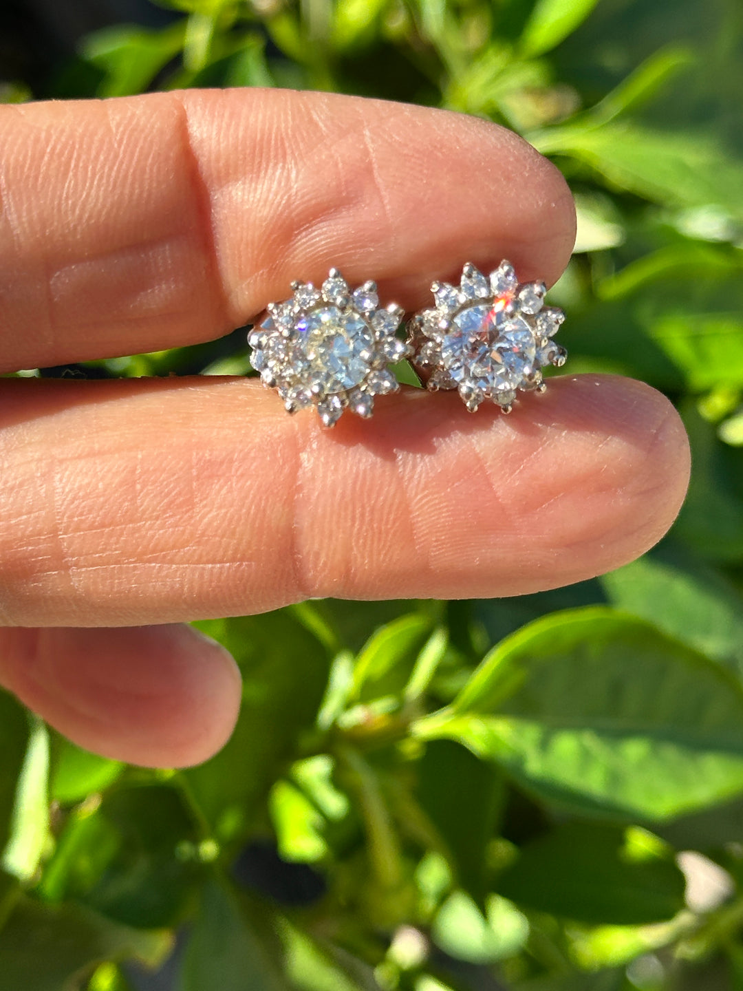 14 karat halo, 2.50 carat diamond stud earrings