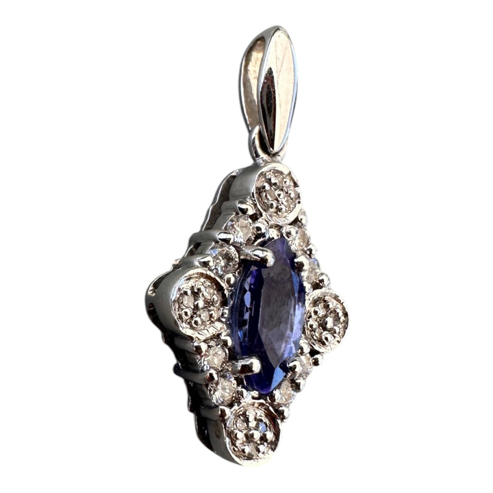 14kt Marquise Tanzanite and Diamond Cluster Pendant