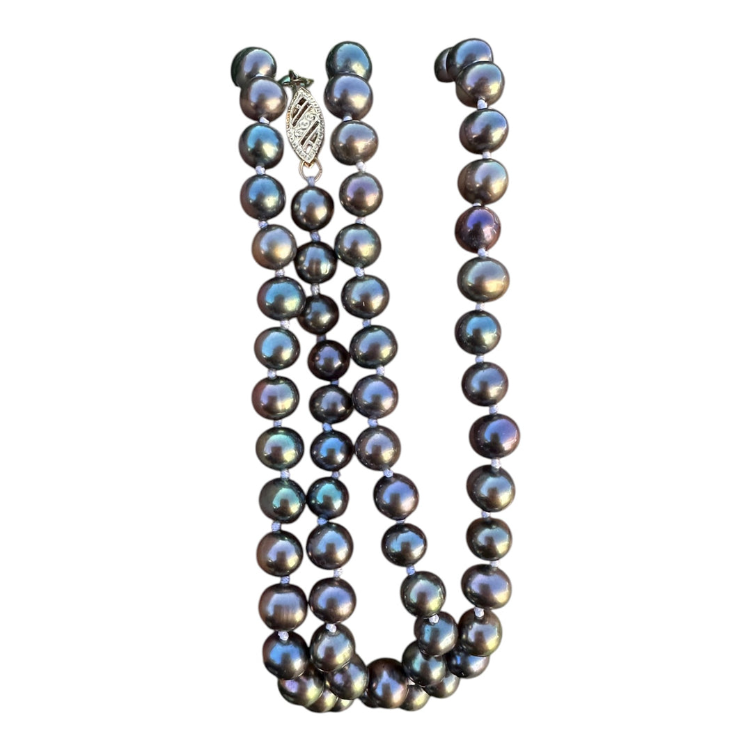 14kt 5.5mm Tahitian Cultured Pearls Blue/Purple 22” Strand Necklace