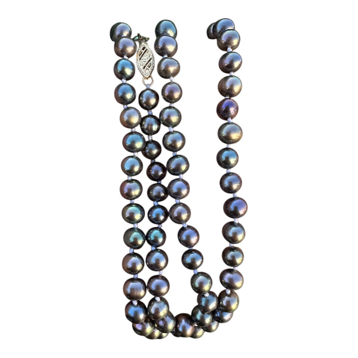 14kt 5.5mm Tahitian Cultured Pearls Blue/Purple 22” Strand Necklace