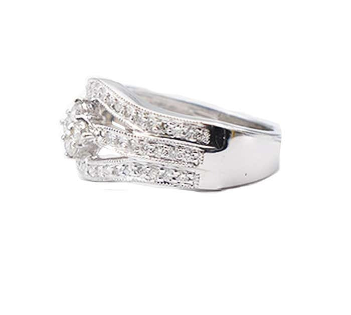 18K White Gold Diamond Band Ring .55 Carat
