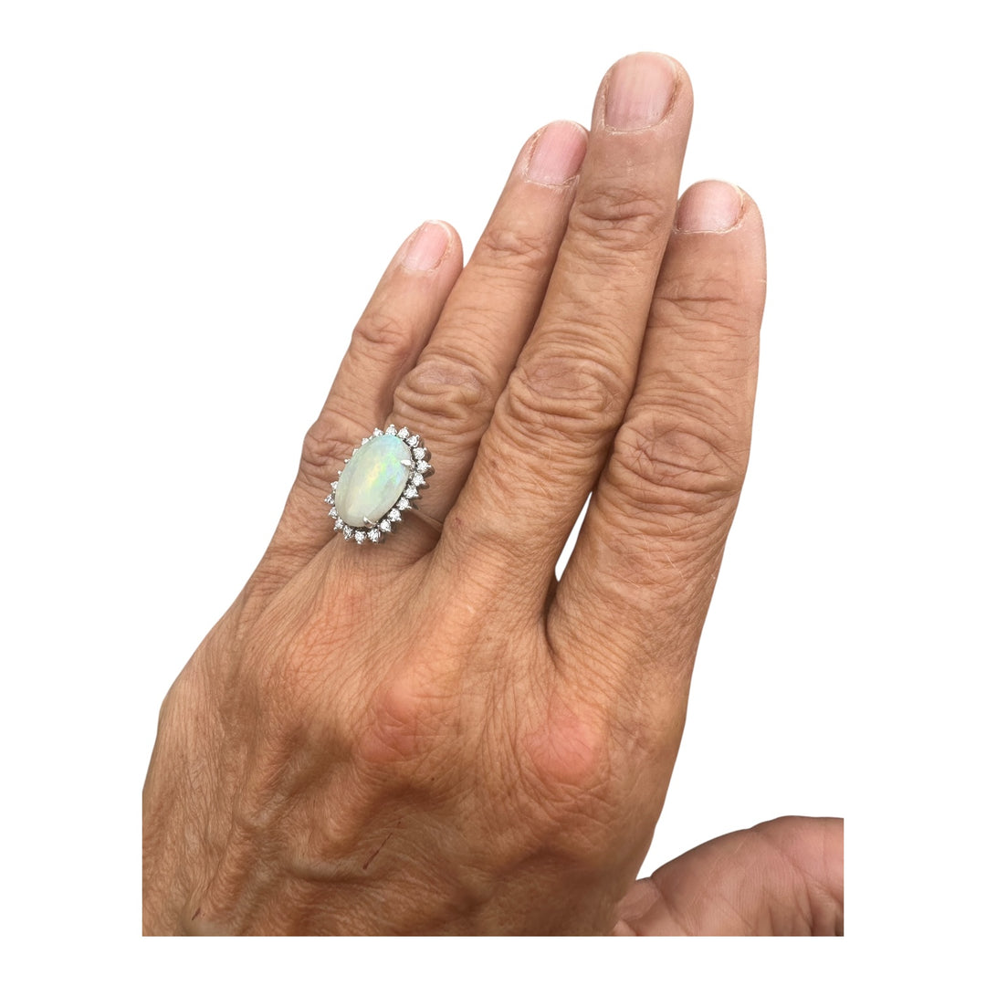 Fine 5.00 carat Austrian Opal And Diamond Ring.