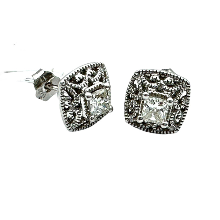 .35 Carat Princess Lacy Diamond Stud Earrings