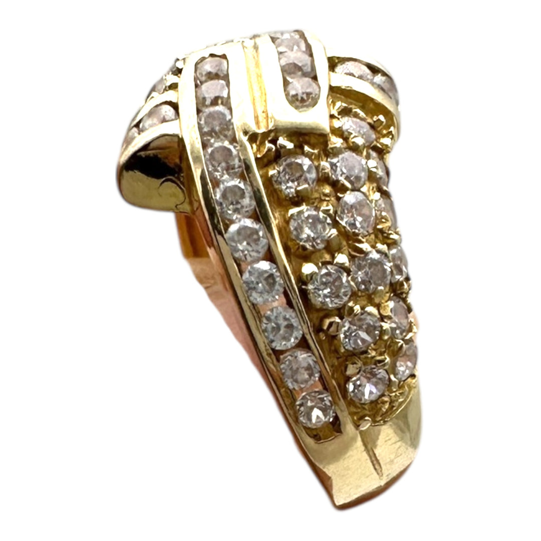18 Karat Yellow Gold, 1.30ct Diamond Dome Band Ring