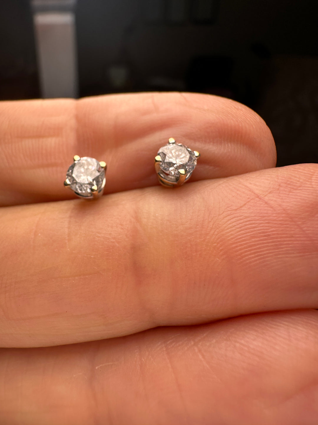 Classic .70 Carat Diamond 14 Karat White, Natural Stud Earrings