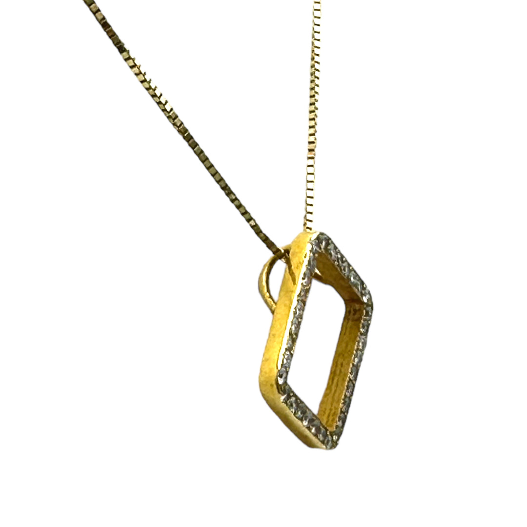 14K Yellow Gold .50 Carat Halo Modern Pendant & Chain VS Quality