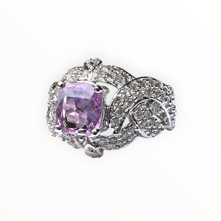 1.43 Carat Unheated Pink Sapphire and Diamond Ring, GIA Certified
