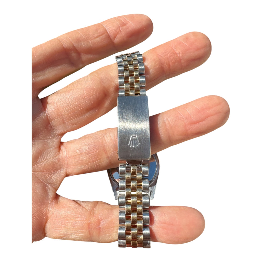 18 karat 2-Tone Rolex Datejust 31 mm Watch 4ctw Diamond Pave Dial and Bezel