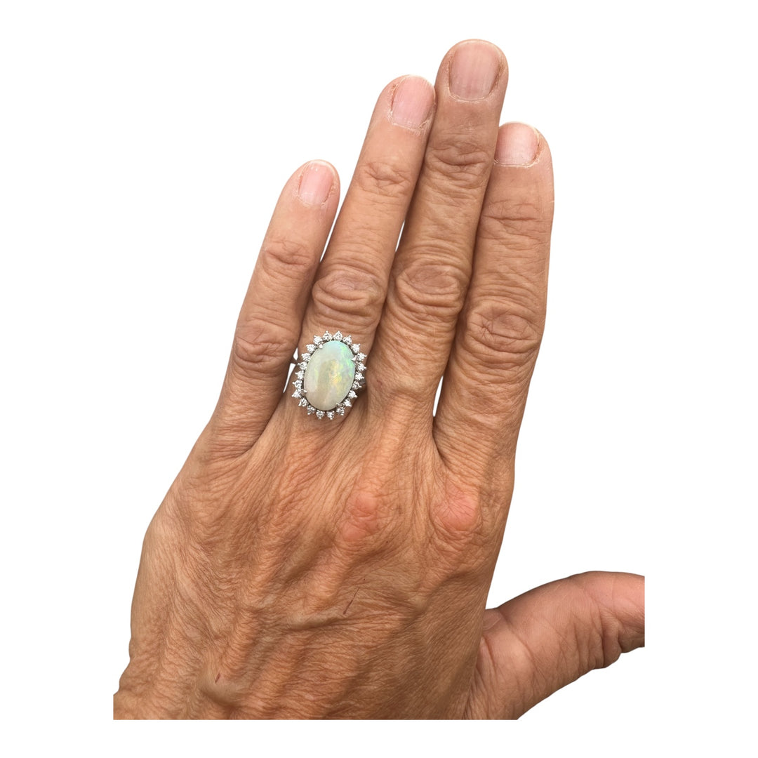 Fine 5.00 carat Austrian Opal And Diamond Ring.