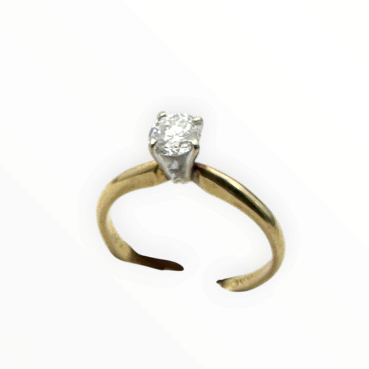 14K Yellow Gold 0.21 Carat Round Brilliant Diamond Solitaire Engagement Ring