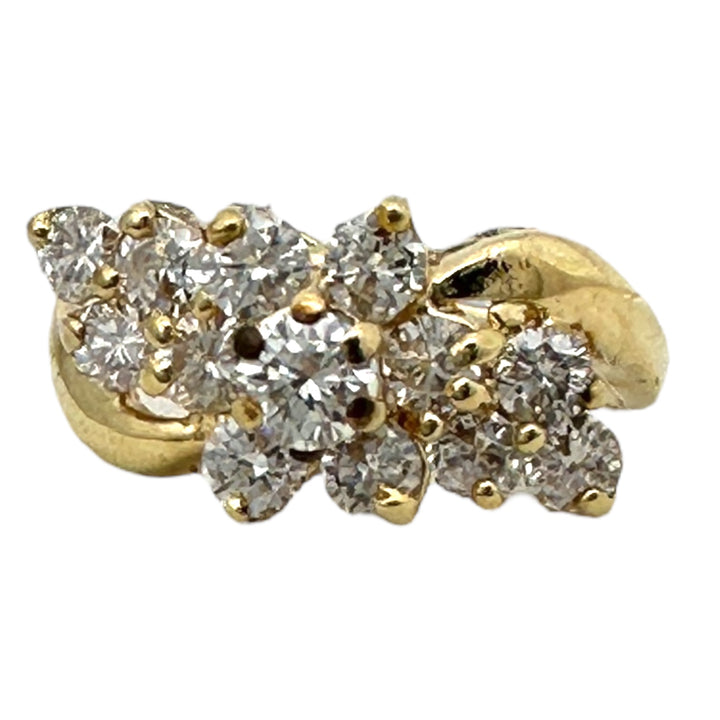 14Kt Yellow Gold Cocktail Cluster Diamond Ring .80 Carats VS-F color