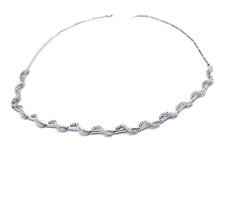 14kt Diamond Choker Omega Necklace 4.00 Carat White Gold