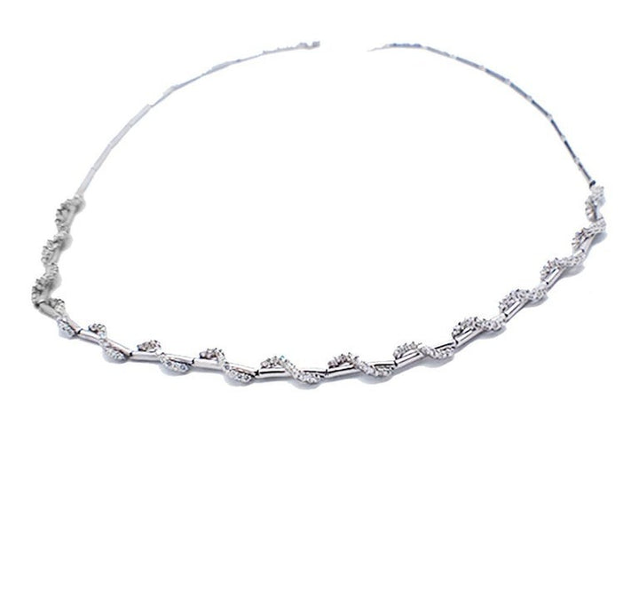 14kt Diamond Choker Omega Necklace 4.00 Carat White Gold