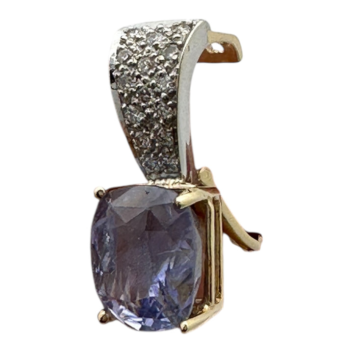 Certified 8.13 carat, Sri Lanka cushion blue sapphire, diamond enhancer pendant