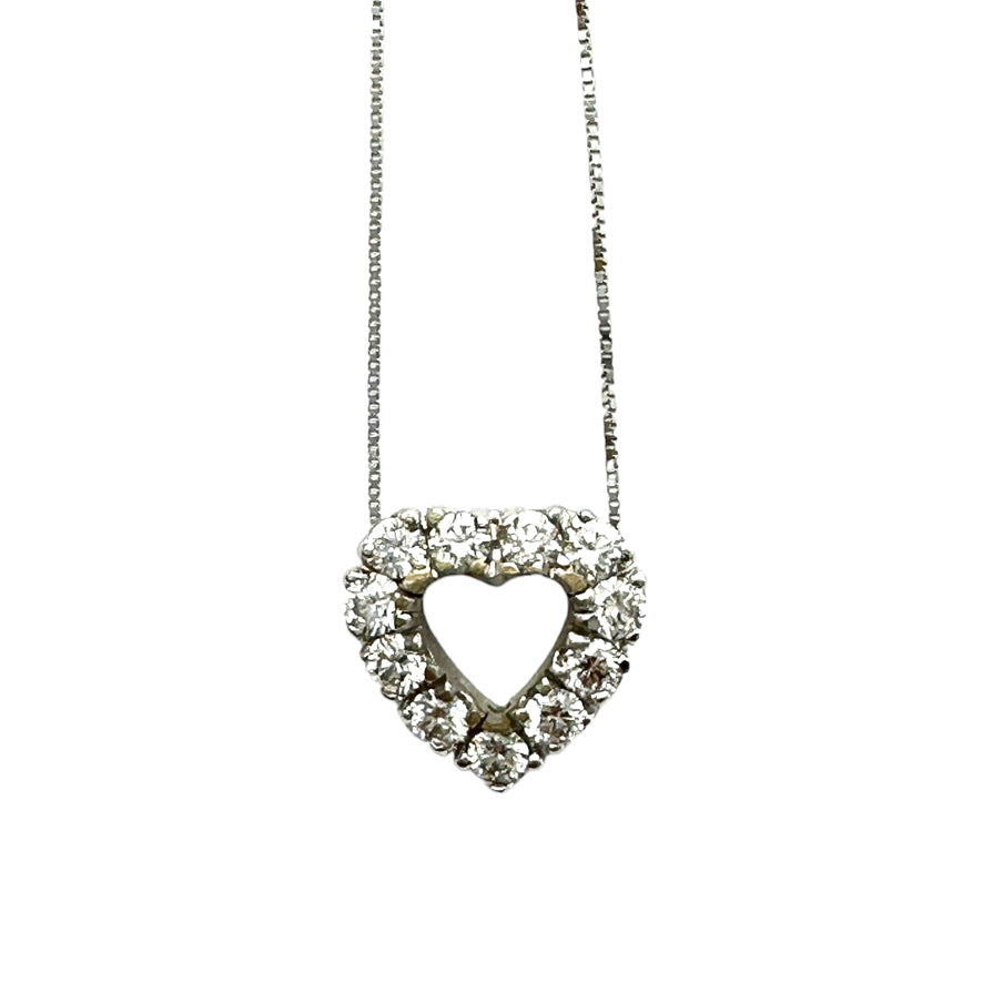 1.75 ct 18K white gold Diamond Heart Pendant & Chain VS-F/G