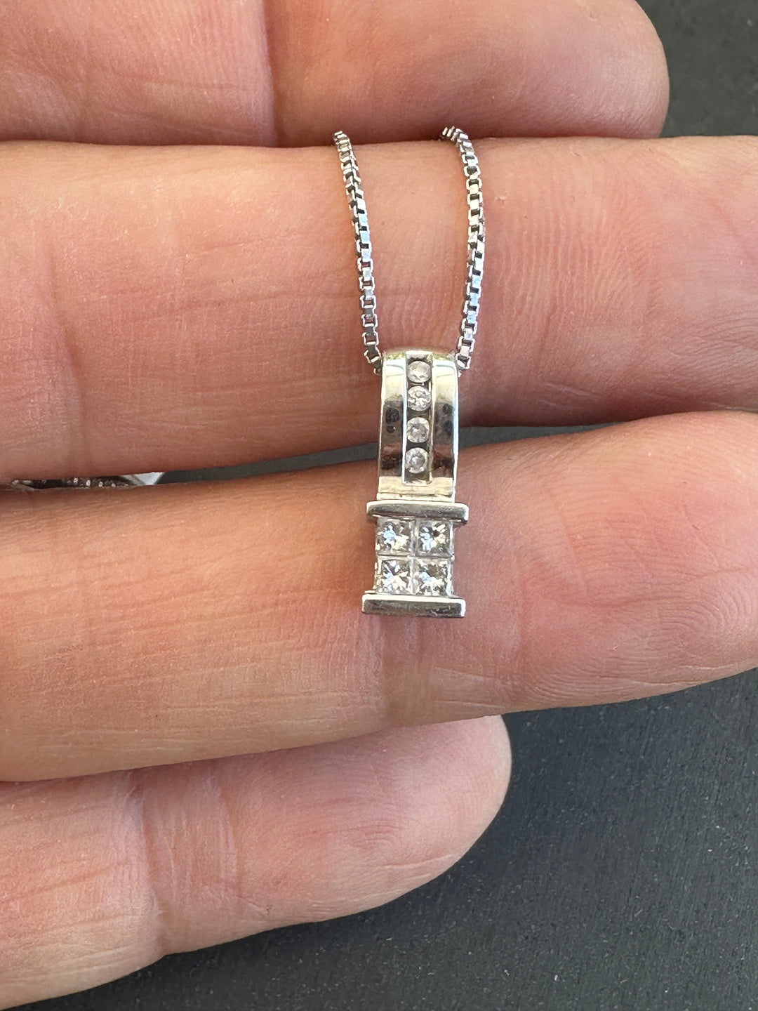 14Kt Princess Diamond Pendant .60 Ct