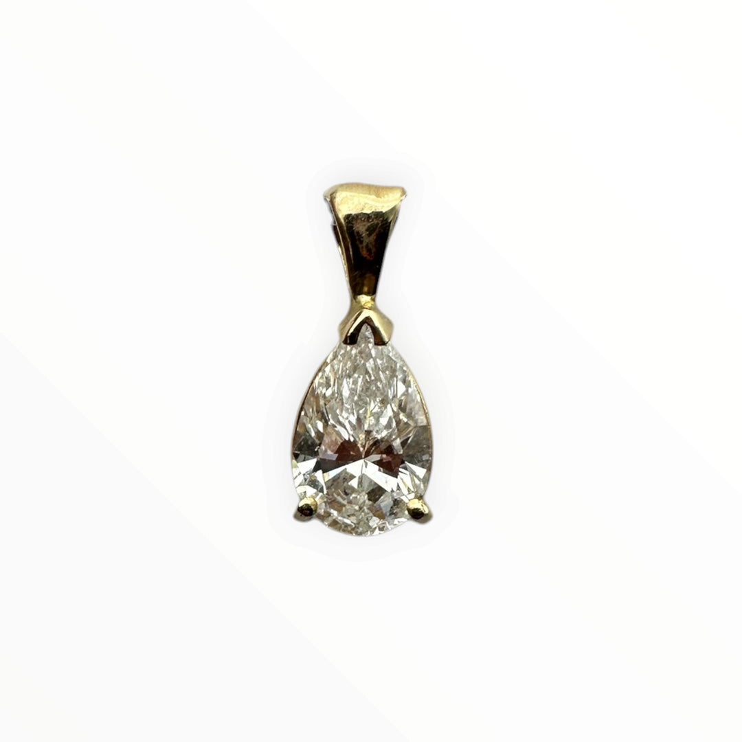 Certified 1.83 Carat Pear Shaped Diamond Solitaire Pendant SI1, E color 14 karat