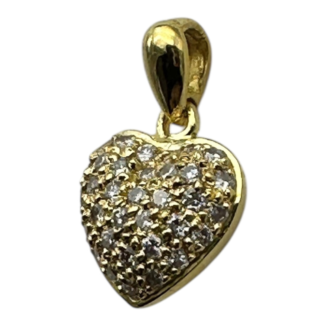 18 karat Diamond Heart, Puff-Style Pendant 1" Length