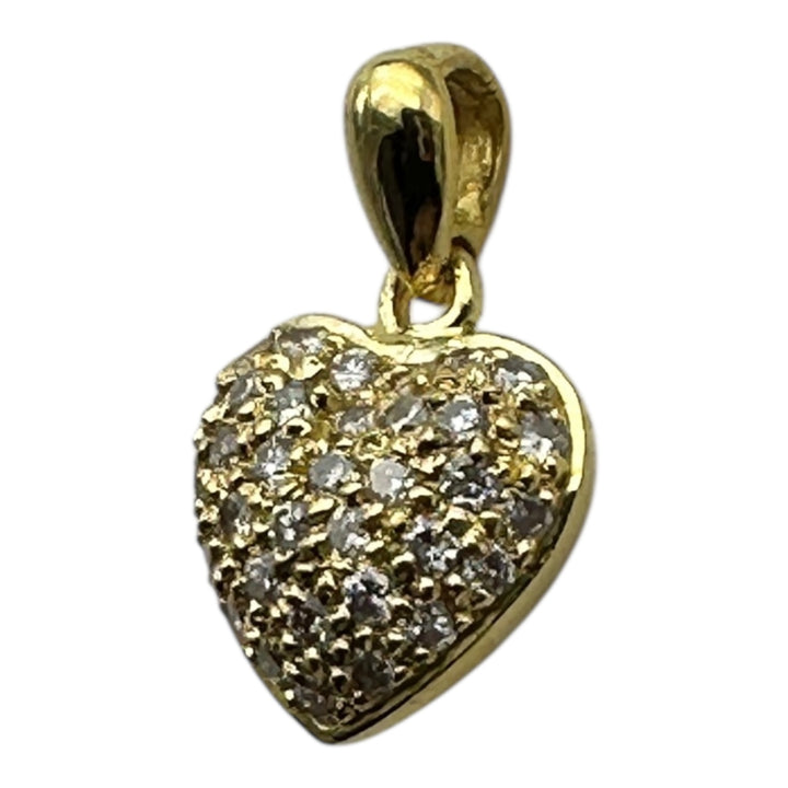 18 karat Diamond Heart, Puff-Style Pendant 1" Length