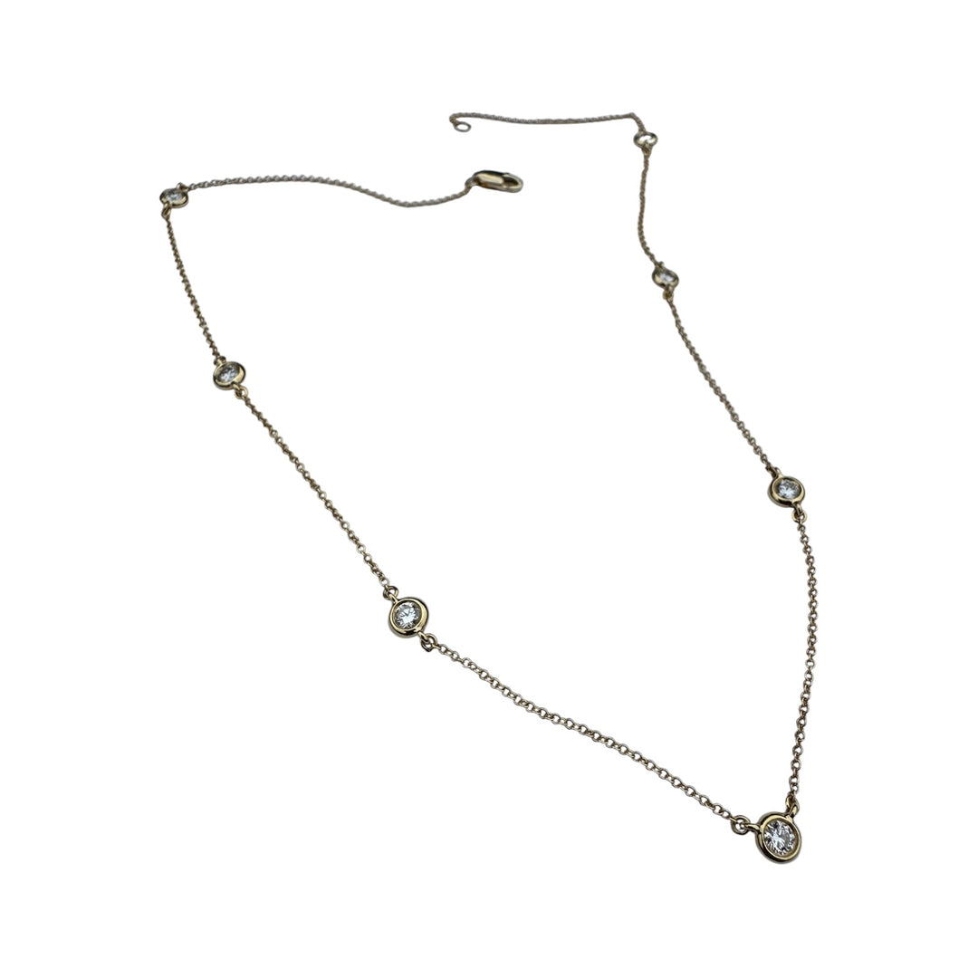 Modern 18 karat Yellow Bezel-Set 7-Diamond Station Necklace 1.40 Ct VS F/G