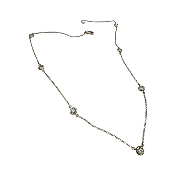 Modern 18 karat Yellow Bezel-Set 7-Diamond Station Necklace 1.40 Ct VS F/G